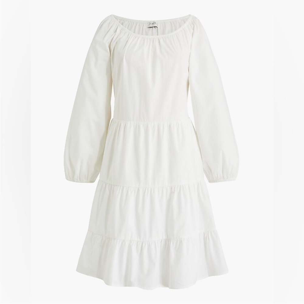 NWT J. Crew Women's Poplin Lined Raglan Tiered Mini Dress - size S
